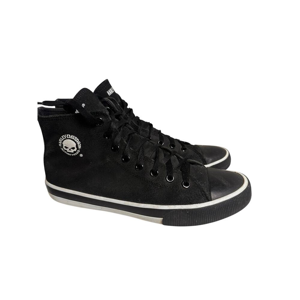 Harley Davidson Men’s Baxter Hi Top Leather Sneakers Mens Sz 10 Black Moto Biker - Picture 13 of 14